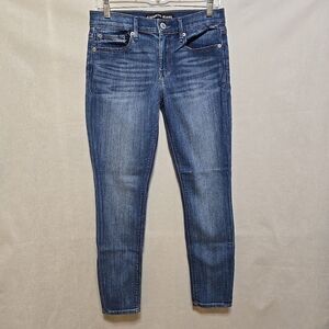 Express Jeans Legging Mid Rise Womens Size 4 Short Medium Wash Comfort Pockets
